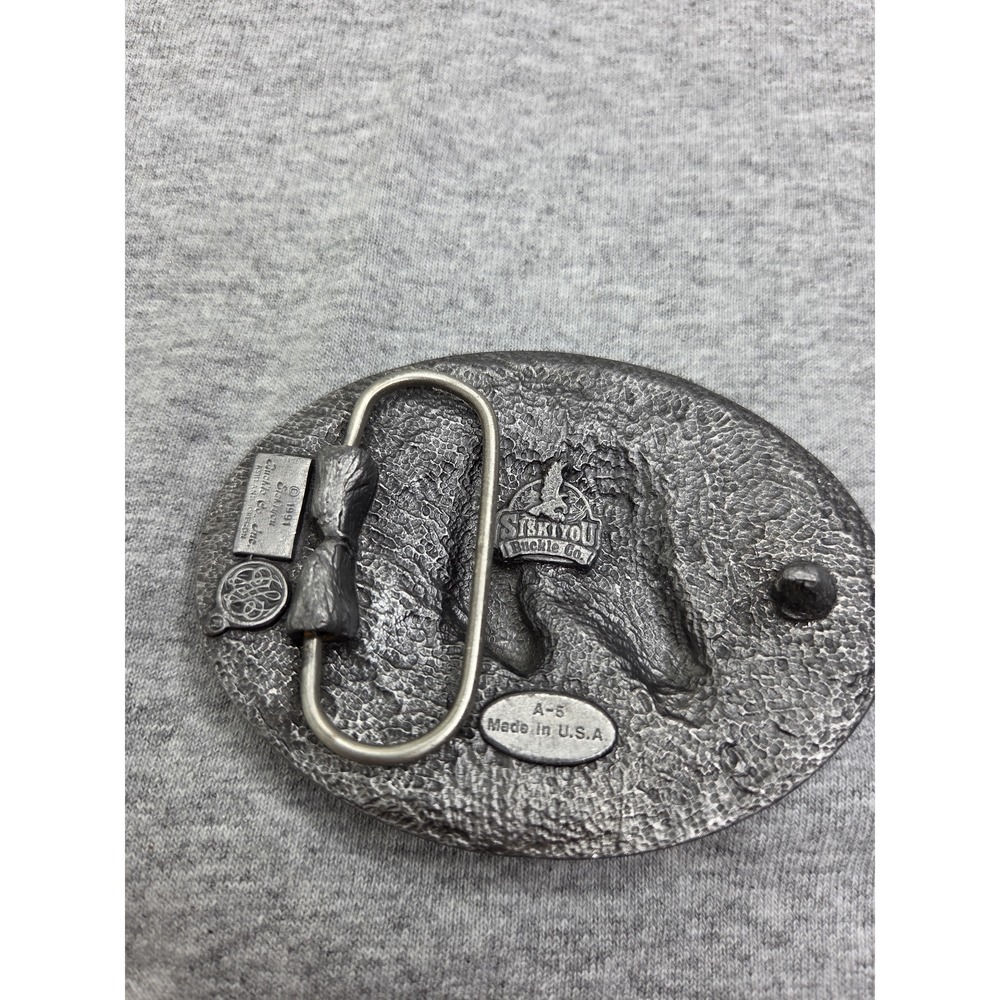 Vintage 1991 Siskiyou Two Horse Head Stallion Western Belt Buckle Bronze Oval - Picture 4 of 6